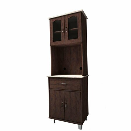 MADE-TO-ORDER 68.3 x 15.63 x 26.45 in. Kitchen Cabinet, Top & Bottom Enclosed Cabinet Space Chocolate & Grey MA2584705